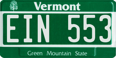 VT license plate EIN553