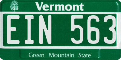 VT license plate EIN563