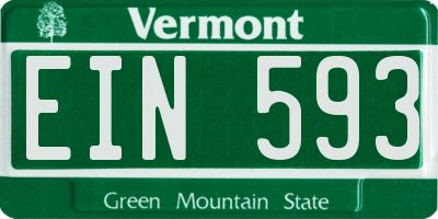 VT license plate EIN593