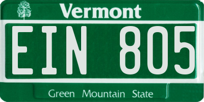 VT license plate EIN805