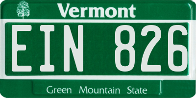 VT license plate EIN826