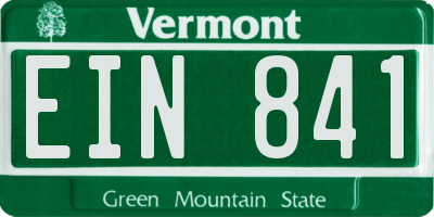 VT license plate EIN841