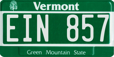 VT license plate EIN857