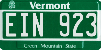 VT license plate EIN923