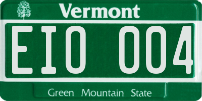 VT license plate EIO004