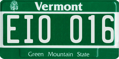 VT license plate EIO016