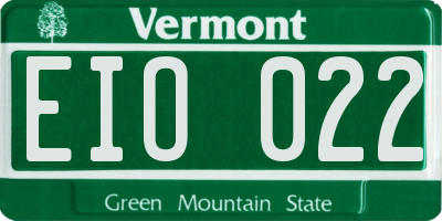 VT license plate EIO022