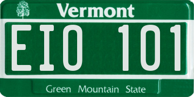 VT license plate EIO101