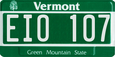 VT license plate EIO107