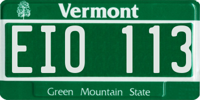 VT license plate EIO113