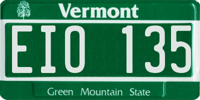 VT license plate EIO135