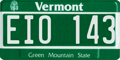 VT license plate EIO143
