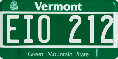 VT license plate EIO212
