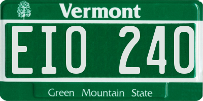 VT license plate EIO240