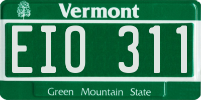 VT license plate EIO311