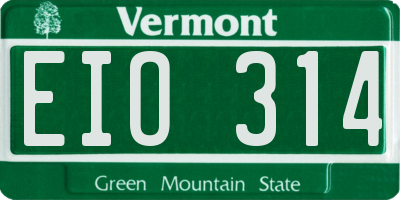 VT license plate EIO314