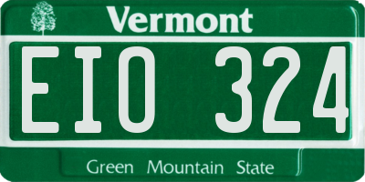 VT license plate EIO324