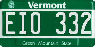 VT license plate EIO332