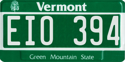 VT license plate EIO394
