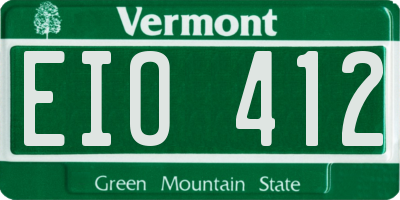 VT license plate EIO412