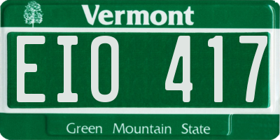 VT license plate EIO417