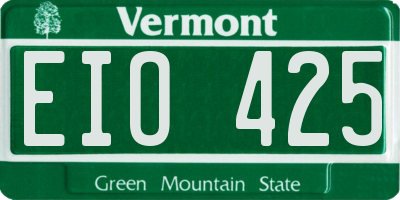 VT license plate EIO425