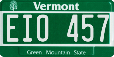 VT license plate EIO457