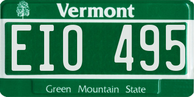 VT license plate EIO495
