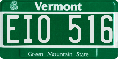 VT license plate EIO516