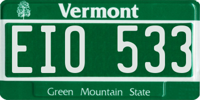 VT license plate EIO533
