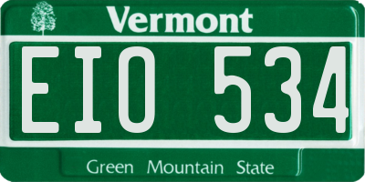 VT license plate EIO534