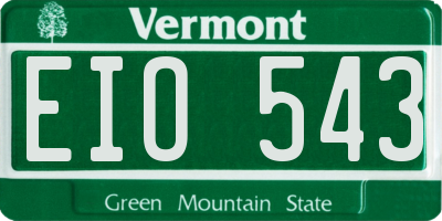 VT license plate EIO543