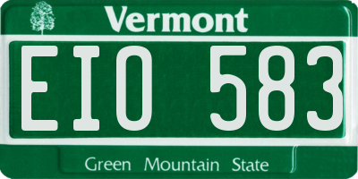 VT license plate EIO583