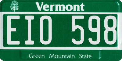 VT license plate EIO598
