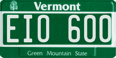 VT license plate EIO600
