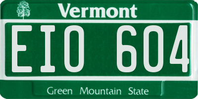 VT license plate EIO604