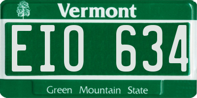 VT license plate EIO634