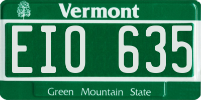 VT license plate EIO635