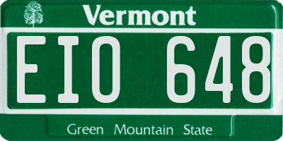 VT license plate EIO648