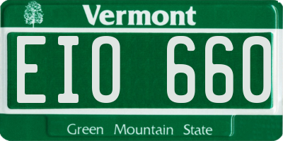 VT license plate EIO660