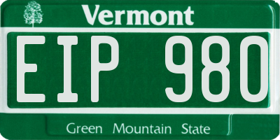 VT license plate EIP980