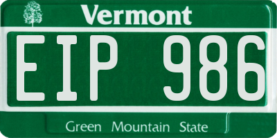 VT license plate EIP986