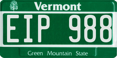VT license plate EIP988