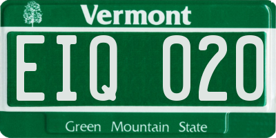 VT license plate EIQ020