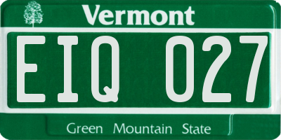 VT license plate EIQ027