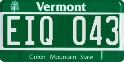 VT license plate EIQ043