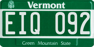 VT license plate EIQ092