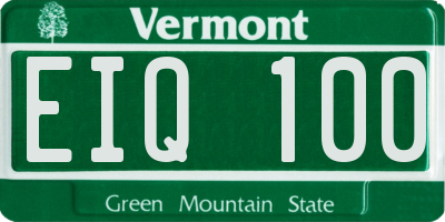 VT license plate EIQ100