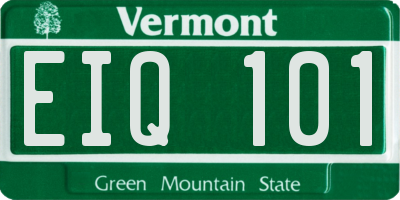 VT license plate EIQ101