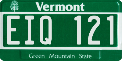 VT license plate EIQ121